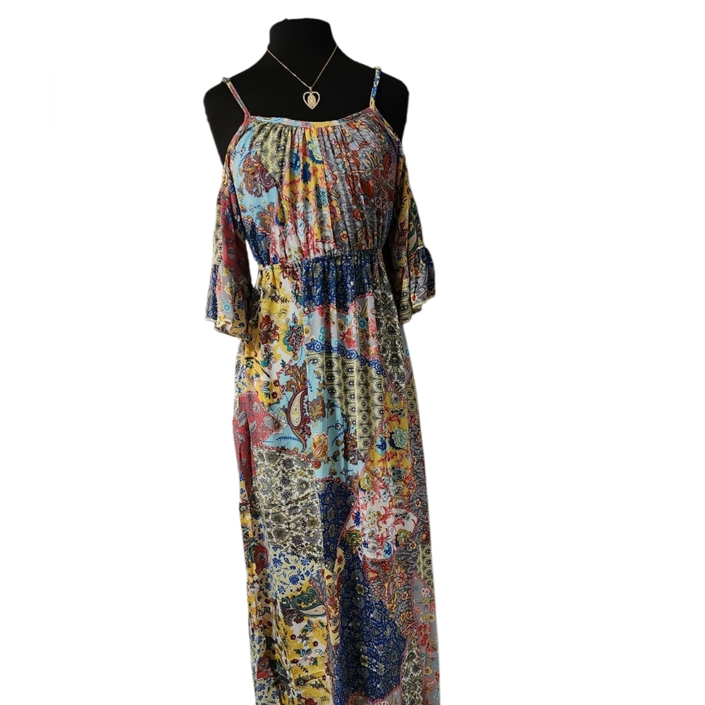 Boho Print Patchwork ,Off Shoulder, Adjustable St… - image 3